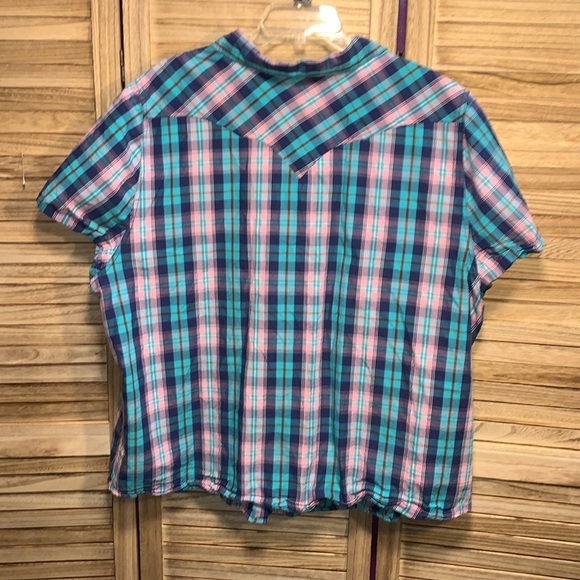 Back in the Saddle Short Sleeve Western Button Down Plaid Size 3X - Picture 5 of 7